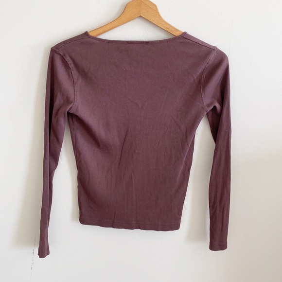 Zara plum ribbed long sleeve Henley top - Picture 4 of 5
